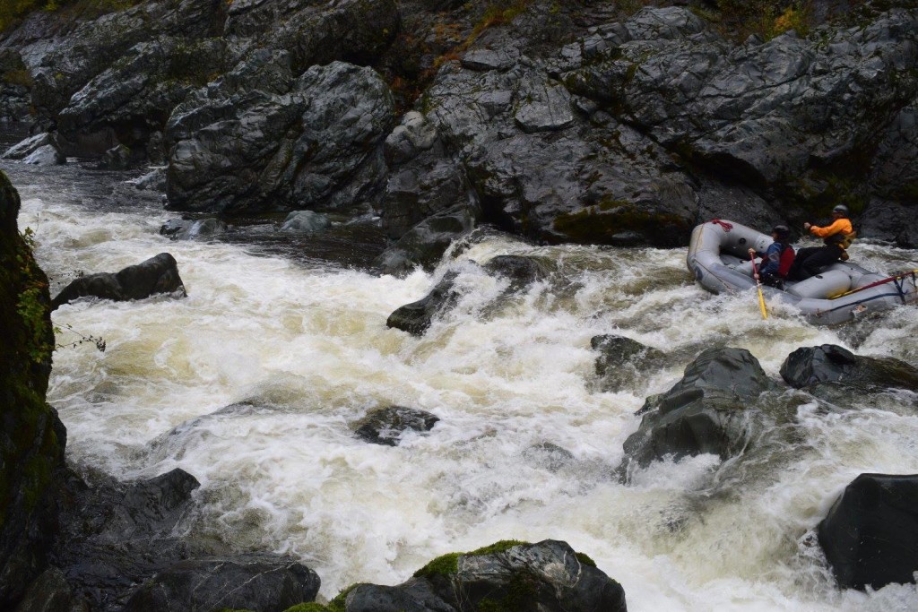 Will Volpert and Thorn Lyons R2ing on the South Fork Smith, California. Photo credit: Aaron Babcock
