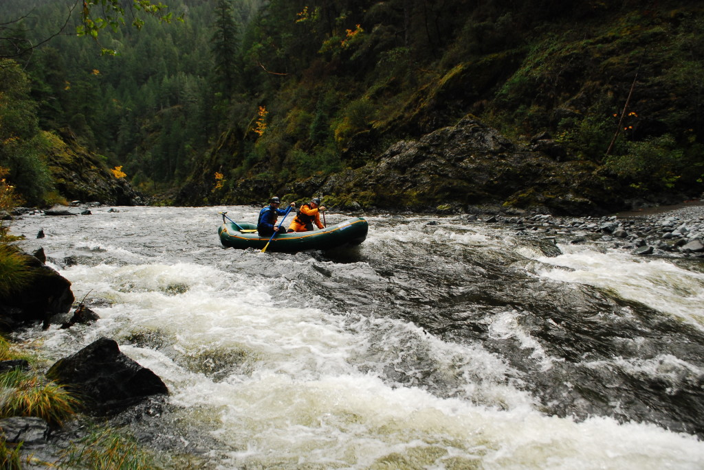 Aaron Babcock and Thomas Hood R2ing on the Middle Fork Smith, California.