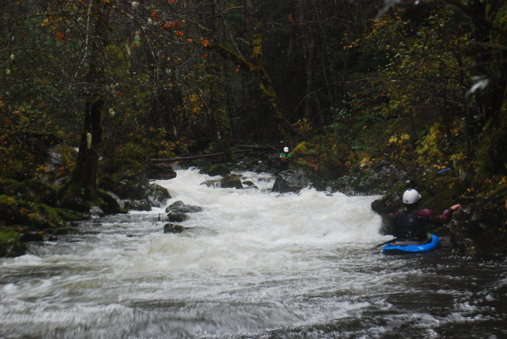 Sami at the bottom of a smaller drop on the Butte Fork of the Applegate